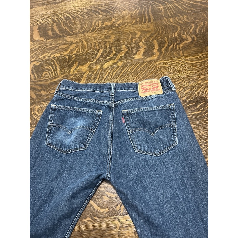 Levi's 505 Jeans Mens 33x30 Dark Wash Faded Straight Leg Denim - Picture 5 of 8